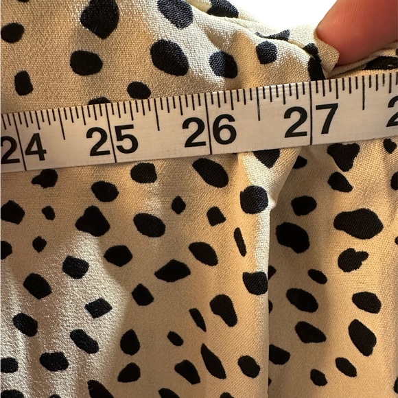 Flowy Dalmatian-Print Top with Ruffle Mock-Neck and Sleeves, Cream & Black - Picture 8 of 8